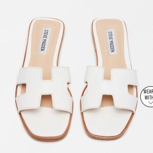 Steve Madden HADYN WHITE LEATHER Slide Sandal Size 10